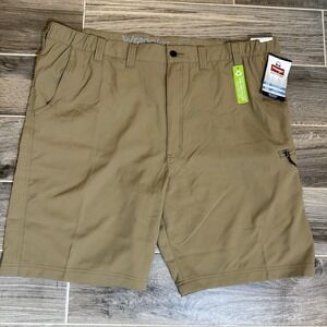 Wrangler Men's 44 Field Utility Relaxed Fit Shorts Khaki Poly Cargo 10"   #53525